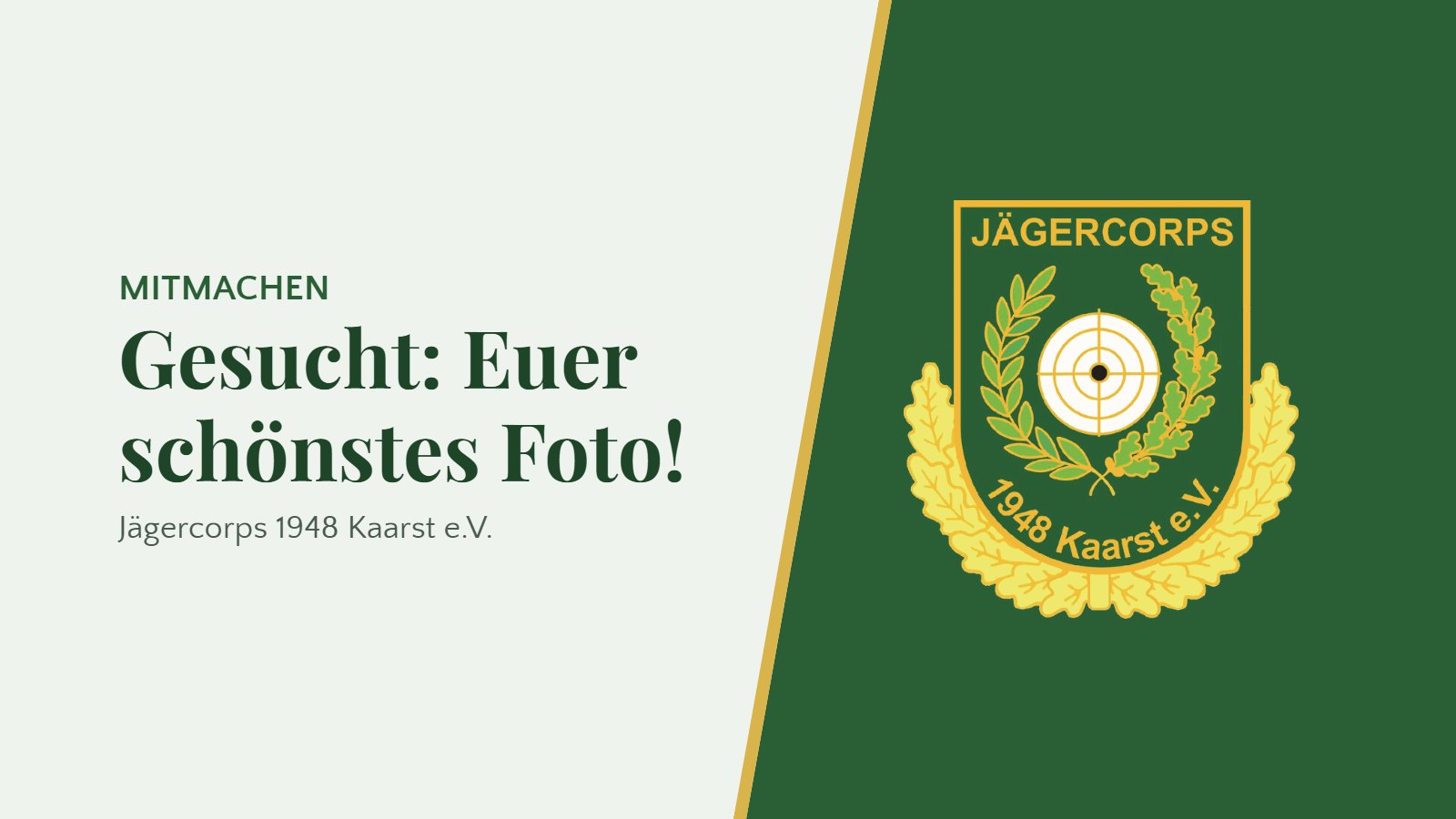 Titelbild Mitmachen: Gesucht – Euer schönstes Foto! – Wappen des Jägercorps 1948 Kaarst e.V.